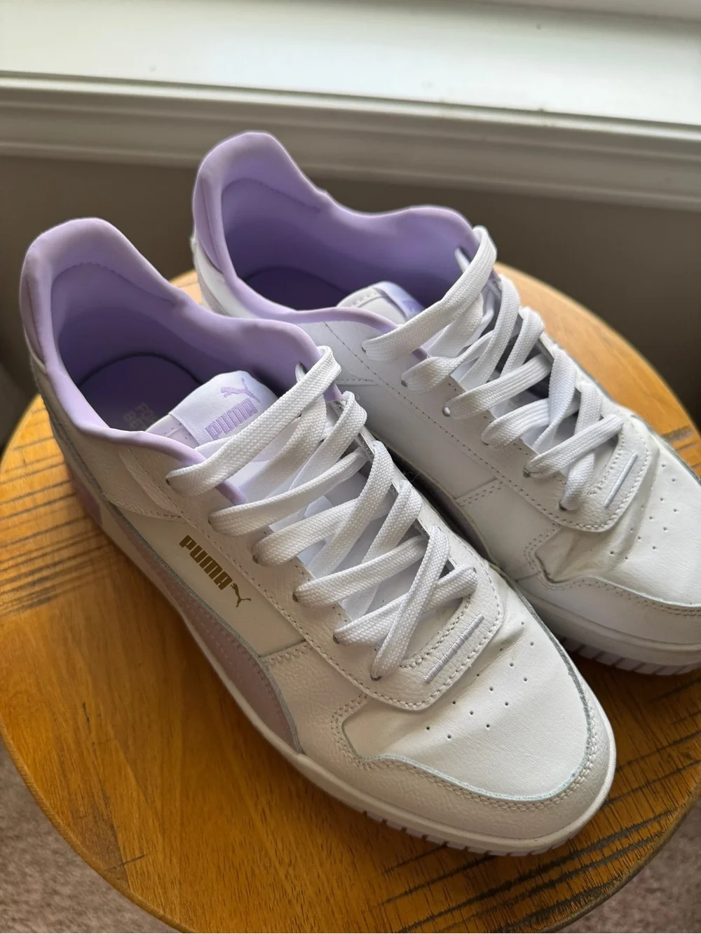 Puma Women's White Sneakers with Lavender Accents